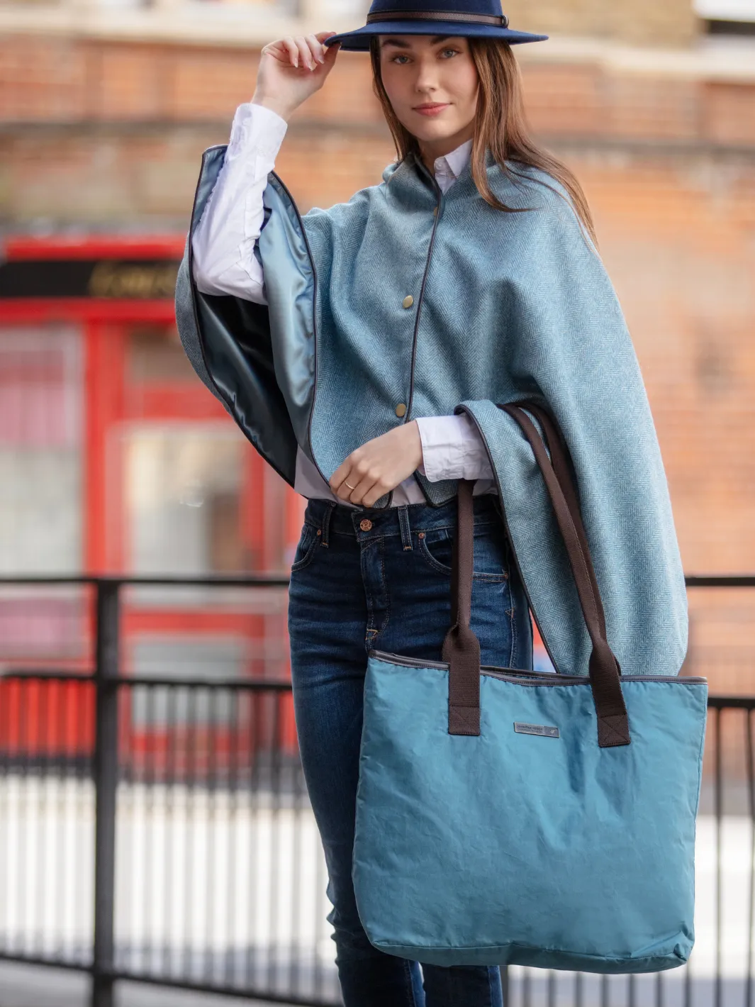 John Partridge Oversized Tote Bag veske Teal – dry wax