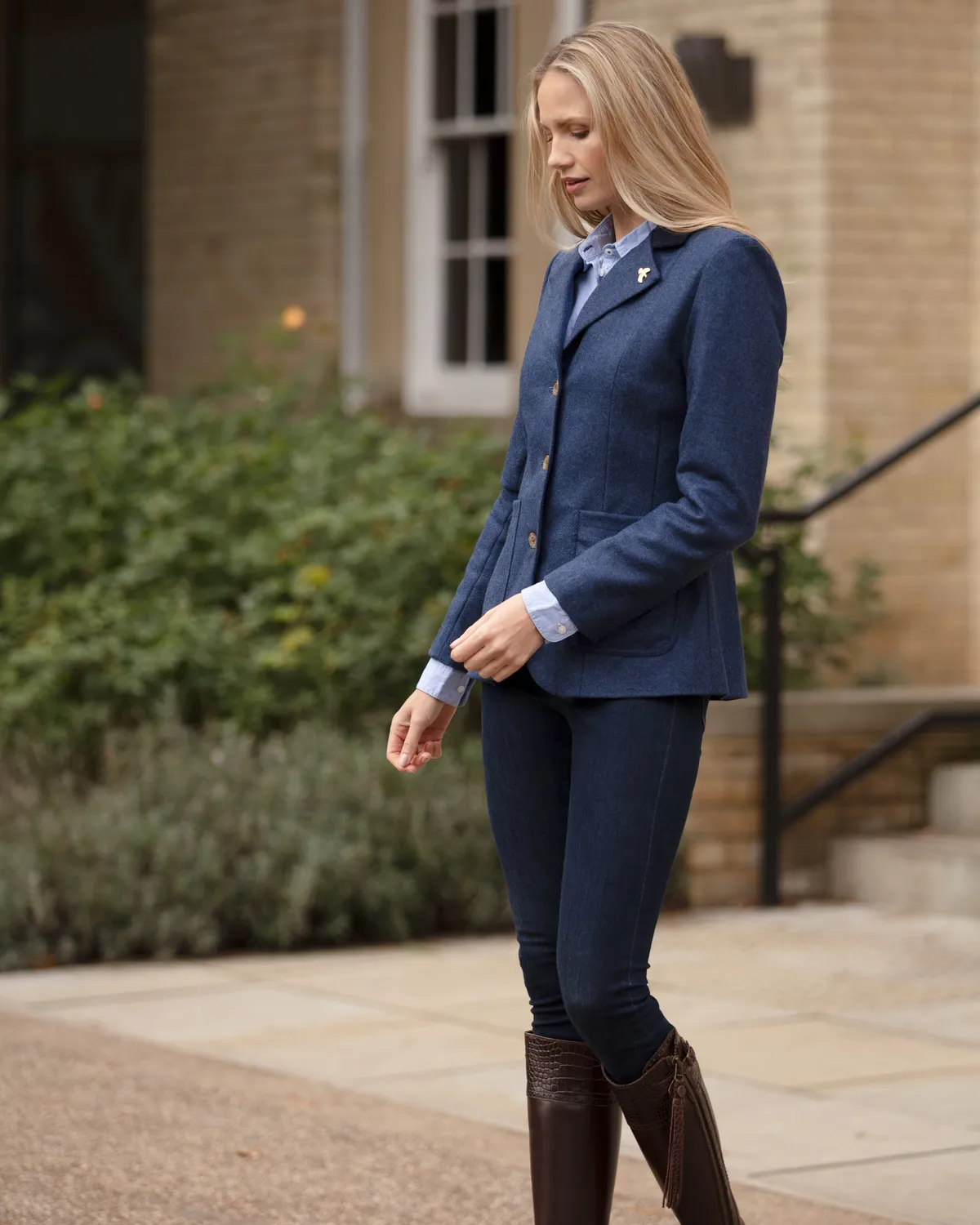 John Partridge Arena Tweed Blazer blazer dame marineblå ull