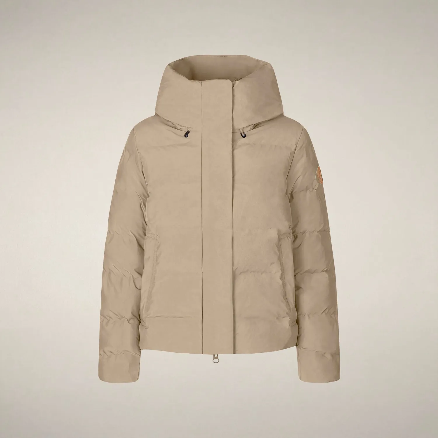 Save The Duck Arena parka dame Stone Beige kort fasong