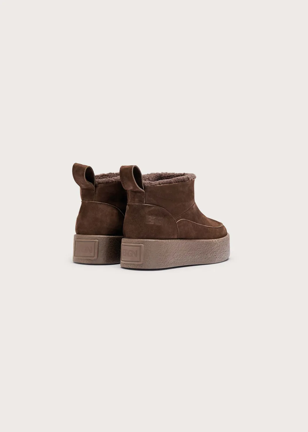 Brgn Platform Slip-in boots brun med teddyfôr