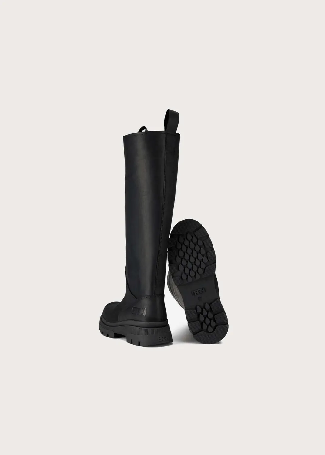 Brgn High Leather Boots boots New Black skinn vanntette