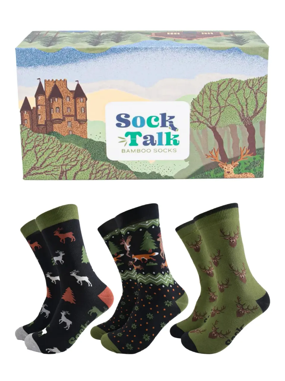 John Partridge Sock Gift Box Woodland Animal sokker 3 par bambusmix