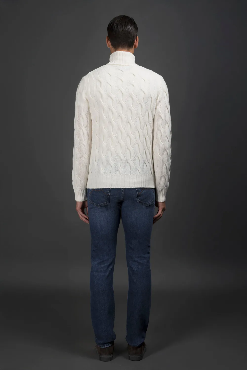 Moorer GORDON-WS3 høyhalset genser marine/milk ull cashmere