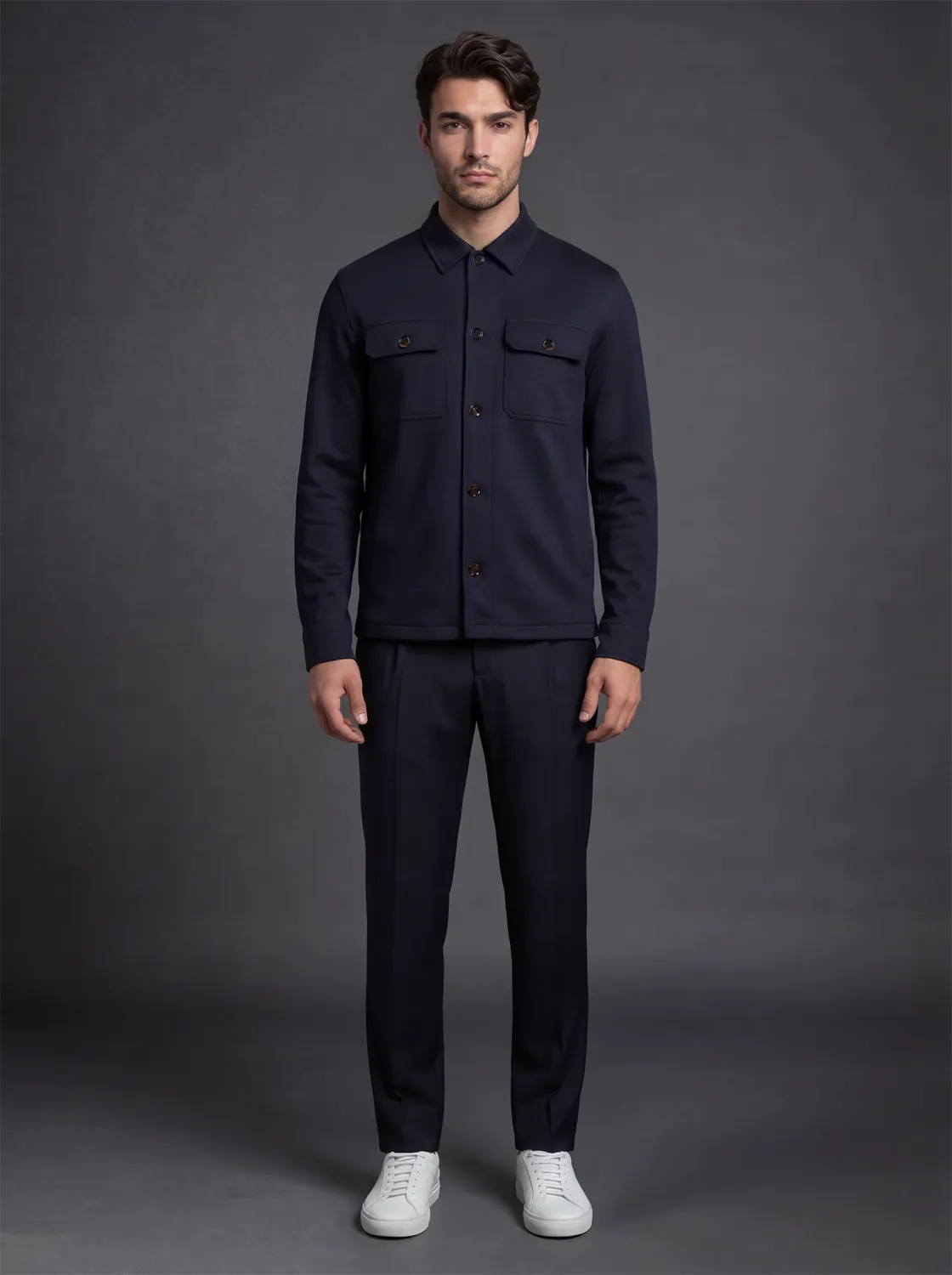 Moorer KENDAL-MAT chore jacket navy i egyptisk bomull
