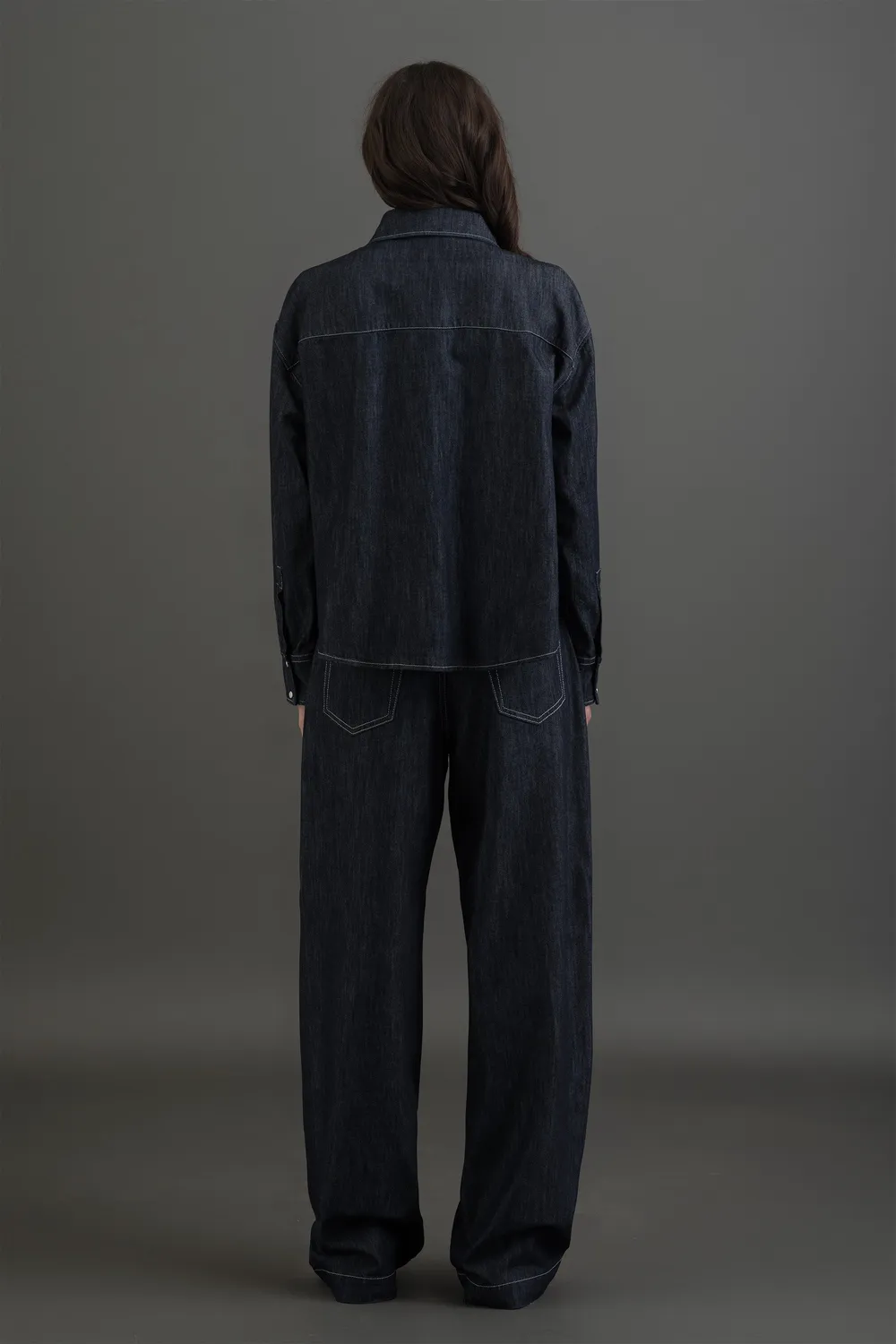 Moo rer MINDY-D-89 skjorte mørkeblå denim og silke