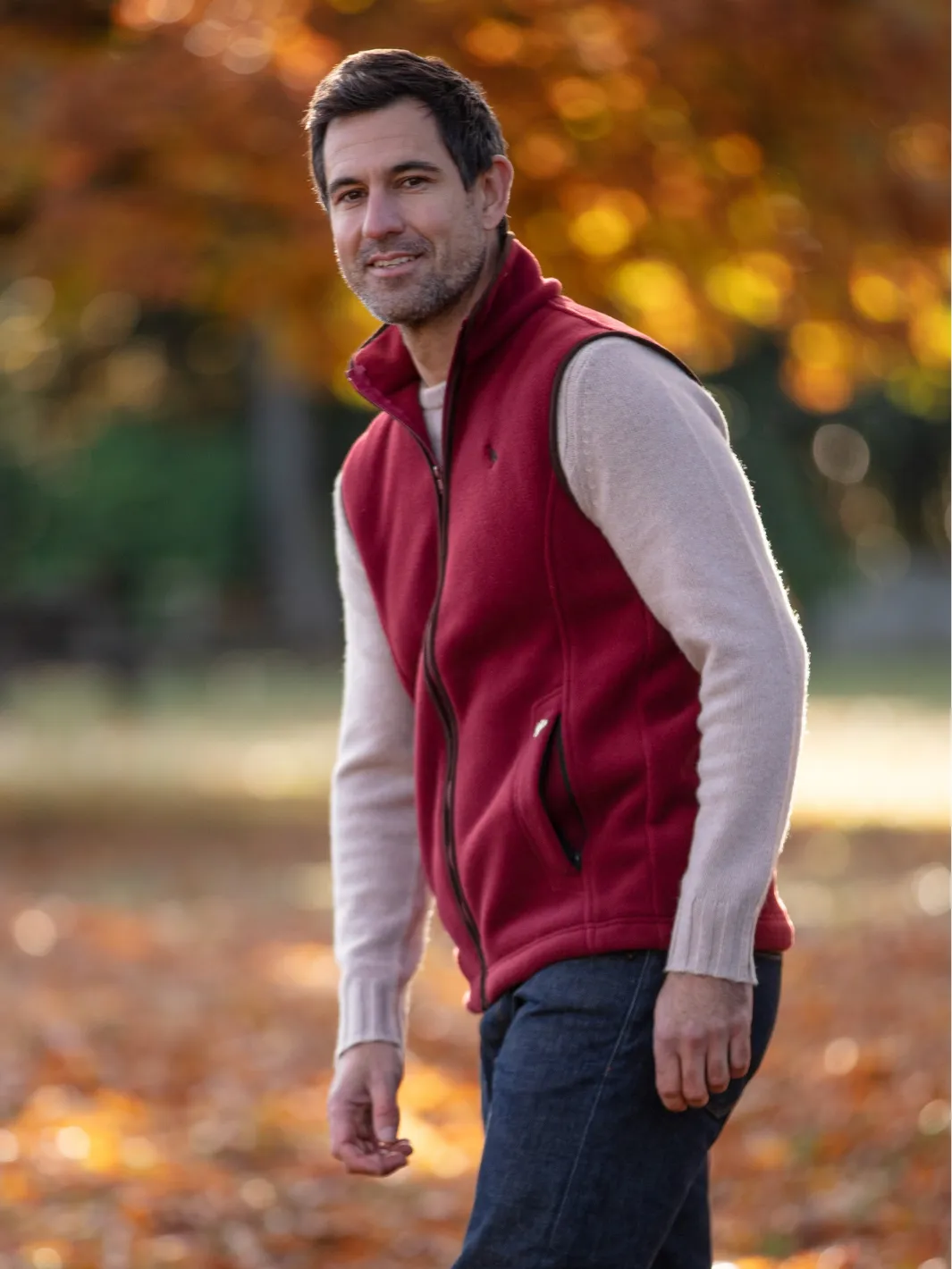John Partridge Unisex Fleece Gilet fleecevest Burgundy justerbar