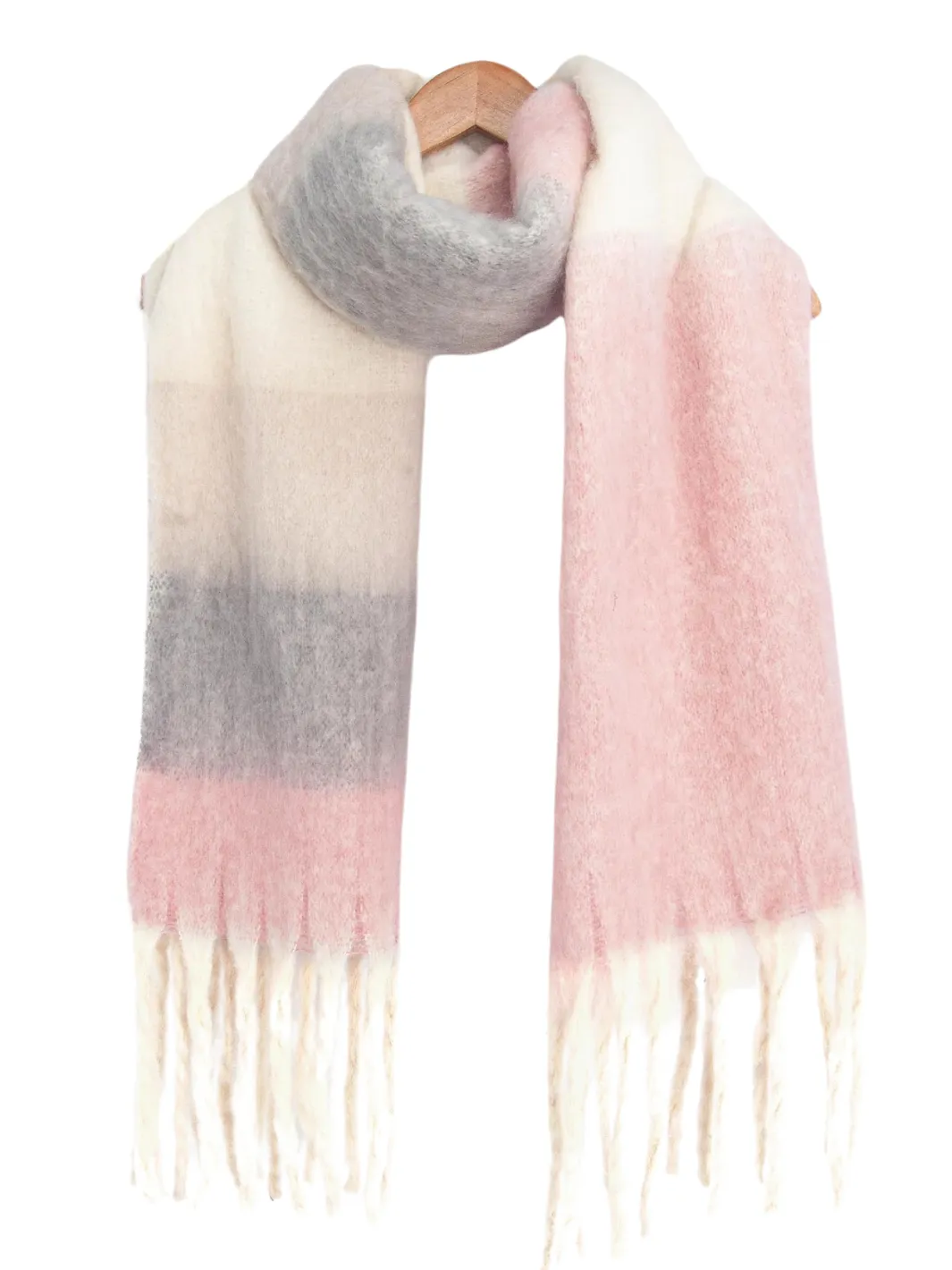 John Partridge Heavyweight Check Print skjerf Dusty Pink – viskose