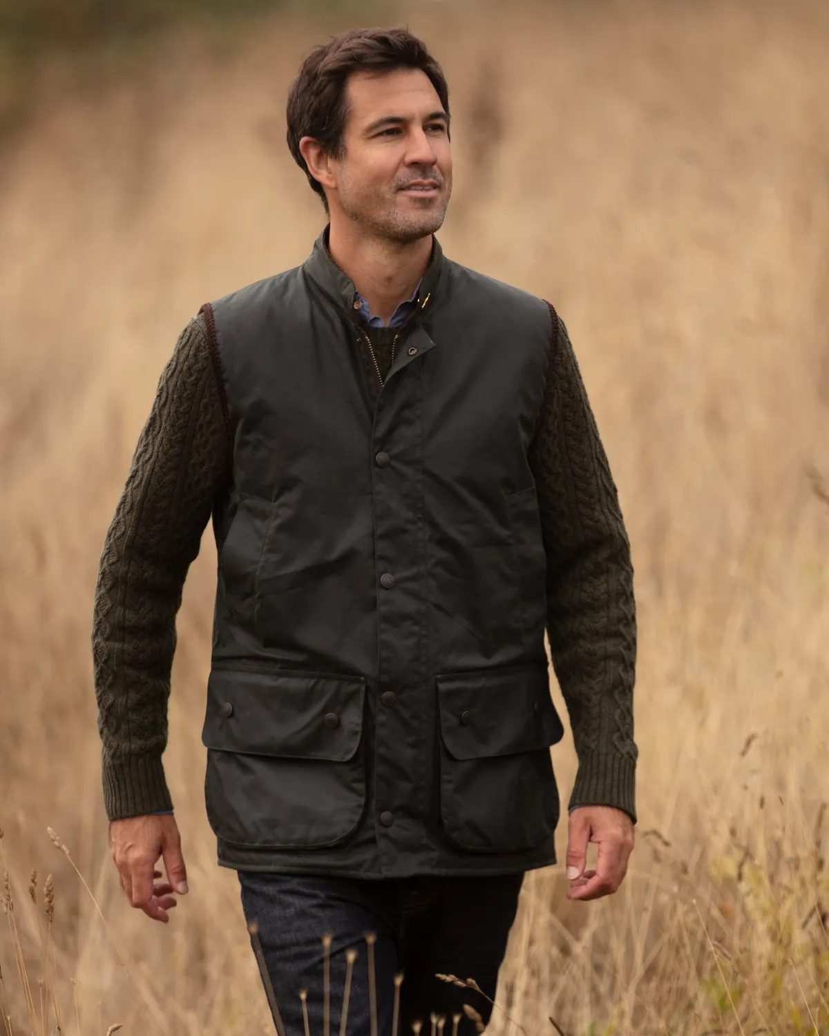 John Partridge Oakland Wax Gilet voksvest salviegrønn