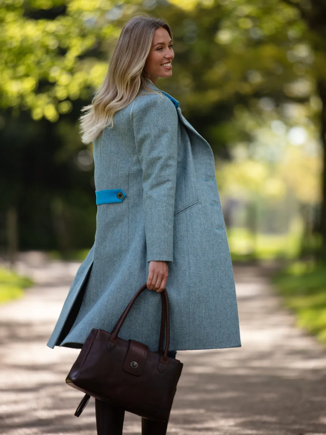 John Partridge Lichfield Long tweedkåpe Blue S knelang