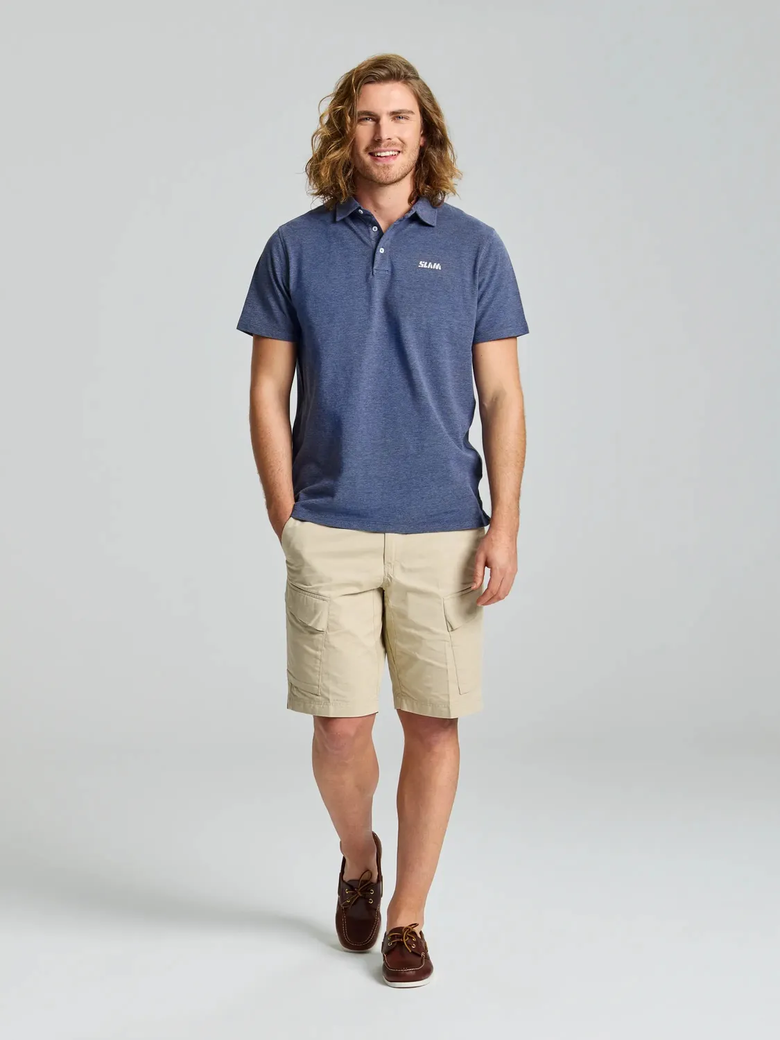 Slam Heba SS poloskjorte Dark Navy bomullspiqué