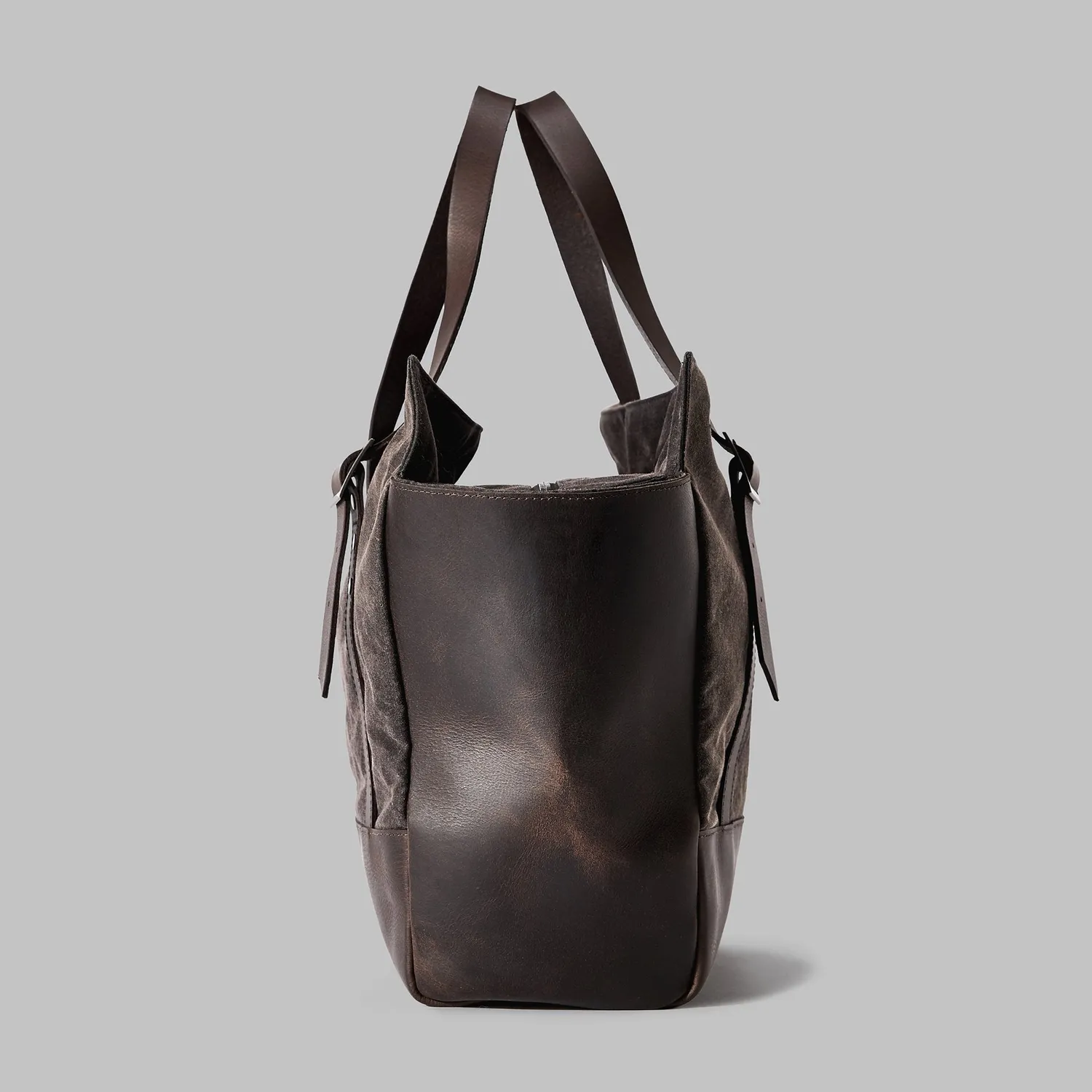 John Partridge Longton Brown Waxed Cotton Large totebag brun vokset bomull