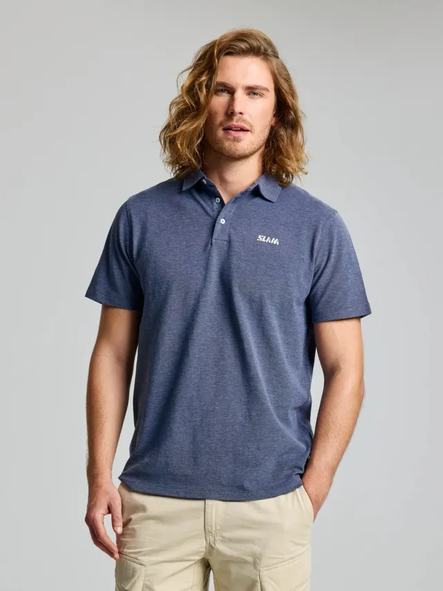 Slam Heba SS poloskjorte Dark Navy bomullspiqué