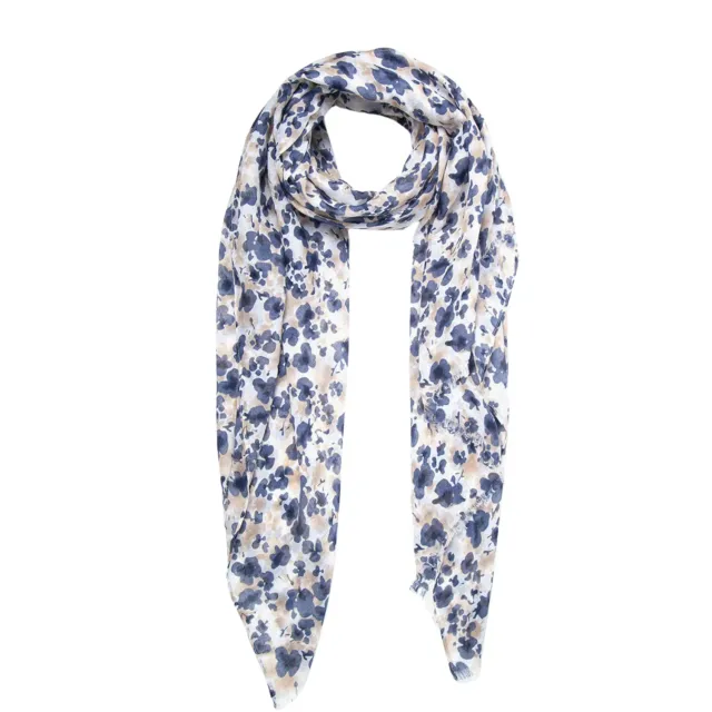 John Partridge Floral and Vine Print skjerf grå navy blå viskose