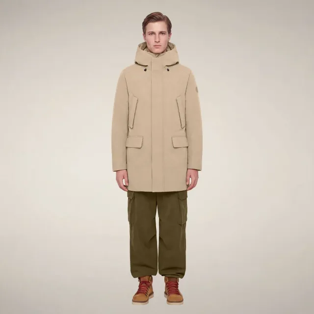 Save The Duck Arctic Wilson parkas herre Stone Beige resirkulert isolasjon