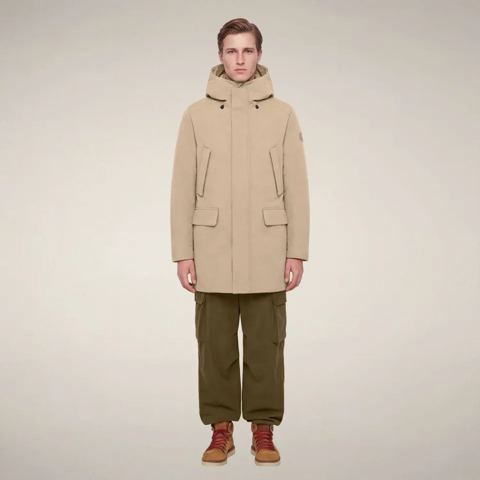 Save The Duck Arctic Wilson parkas herre Stone Beige resirkulert isolasjon