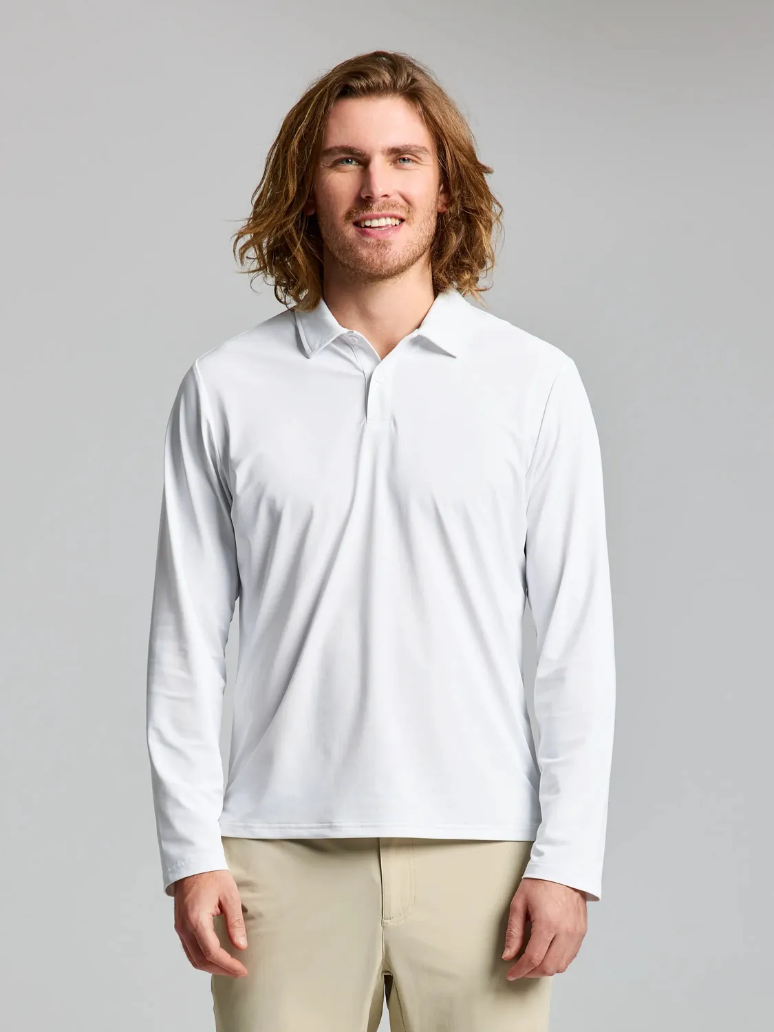 Slam Tech Piqué Polo LS poloskjorte hvit UV-beskyttelse