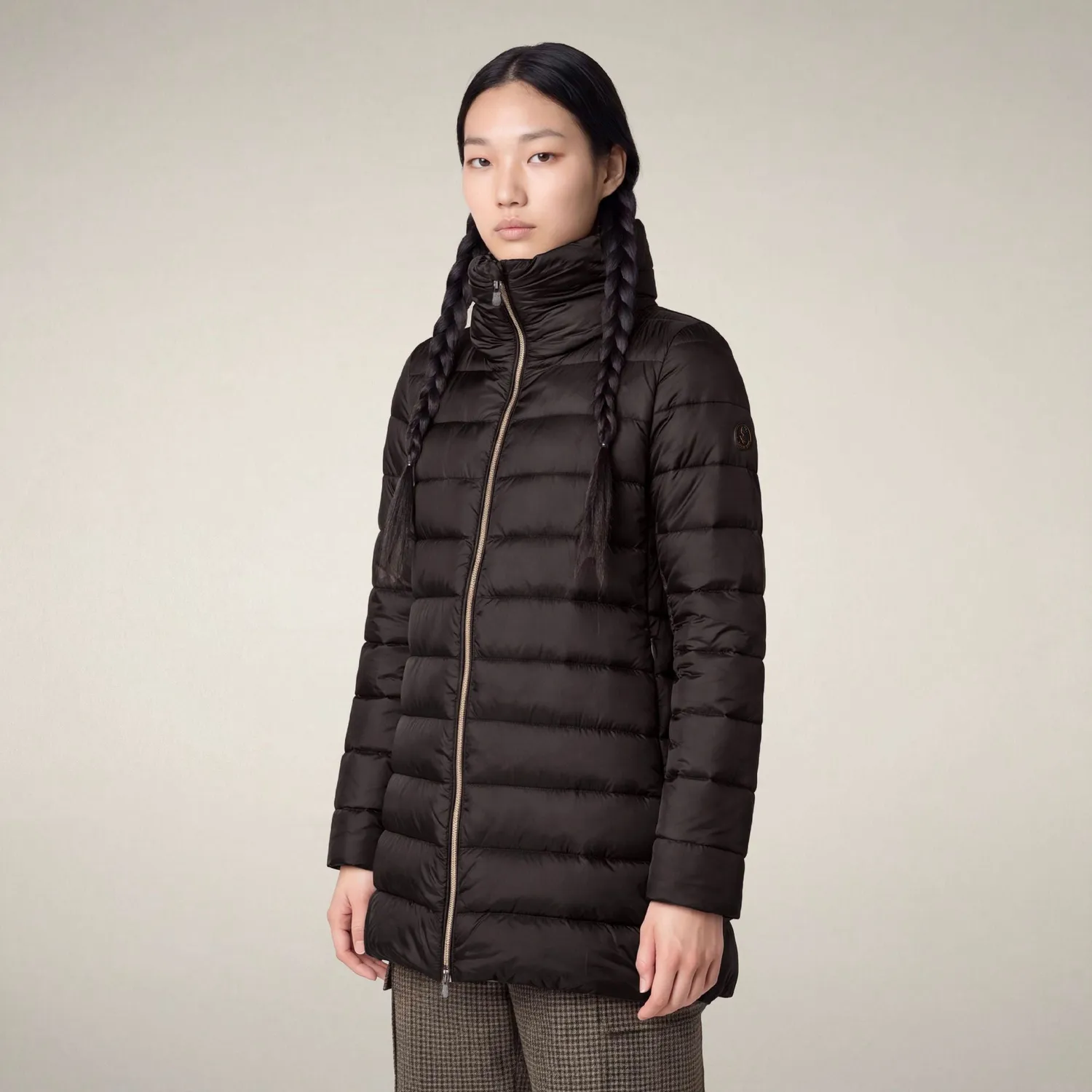Save The Duck Lydia pufferkåpe dame, Brown Black, Plumtech®