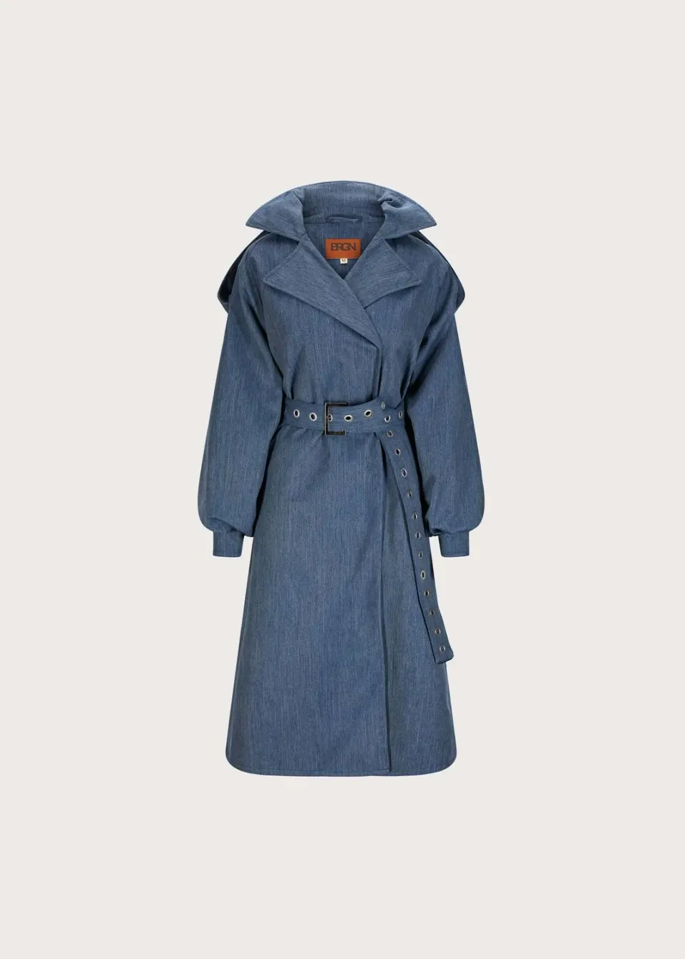 Brgn Duskregn Maxi Trench Coat regnkåpe denimblå