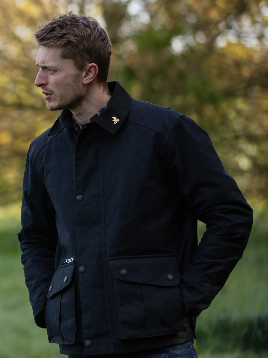 John Partridge Hinterland Hybrid Jacket jakke svart dry wax