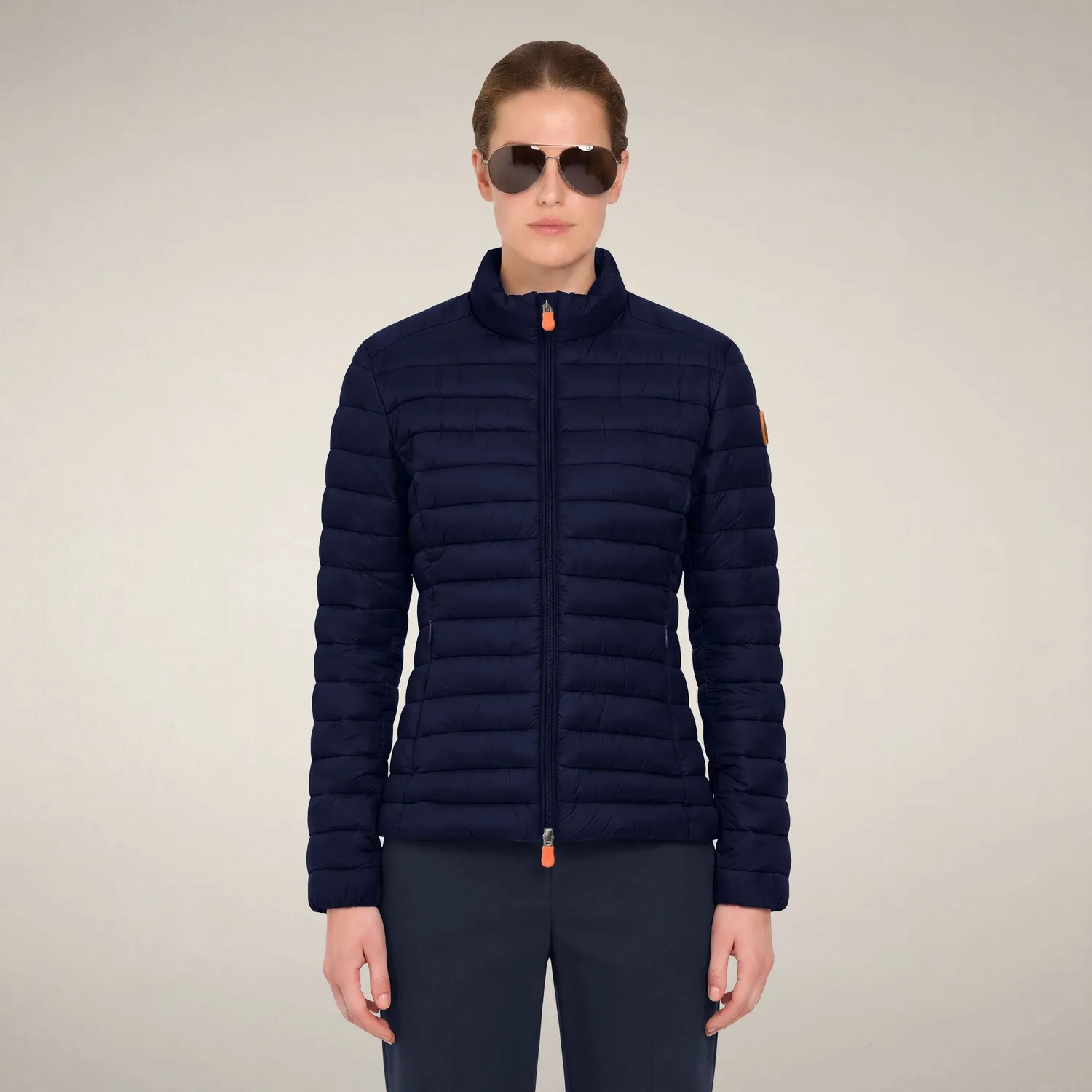 Save The Duck Carly pufferjakke dame, Navy Blue, dyrefri isolasjon