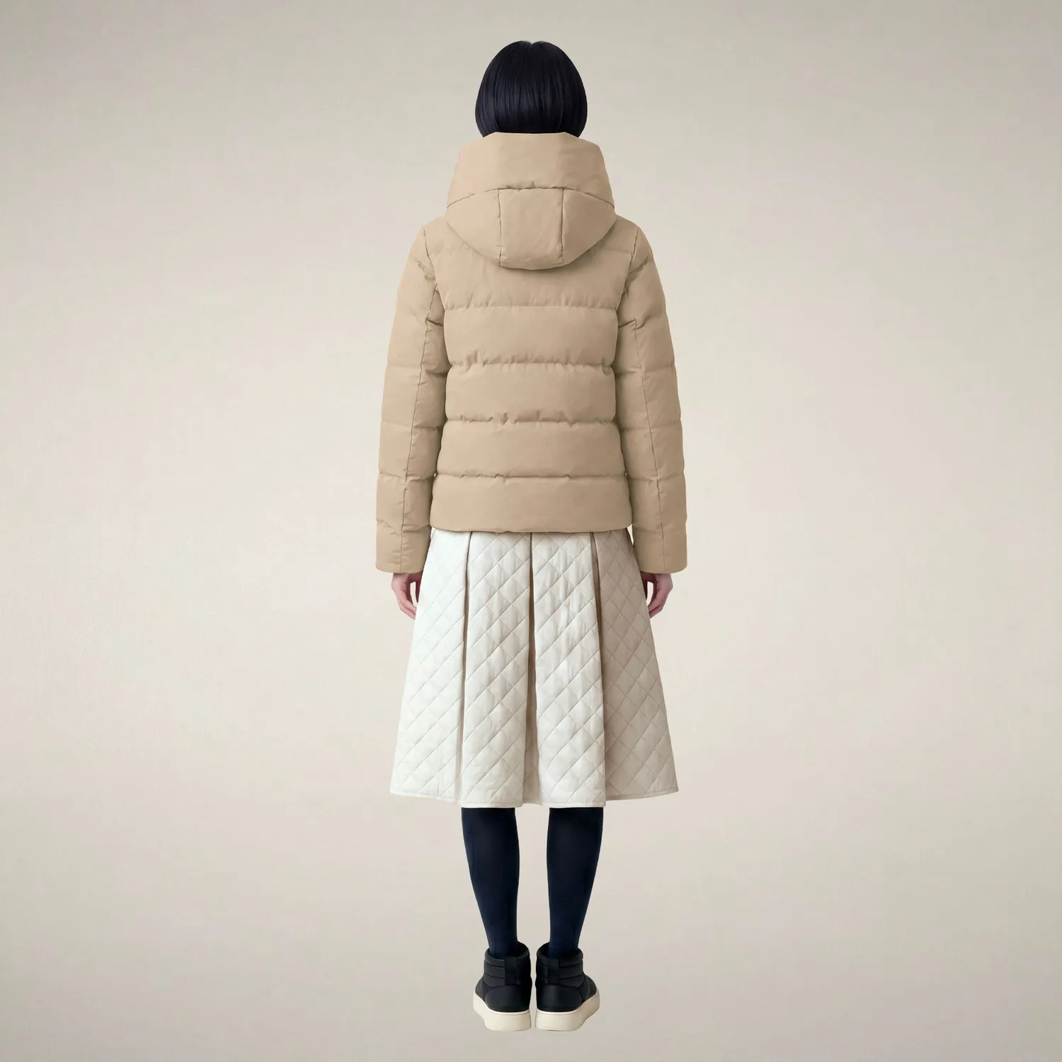Save The Duck Arena parka dame Stone Beige kort fasong