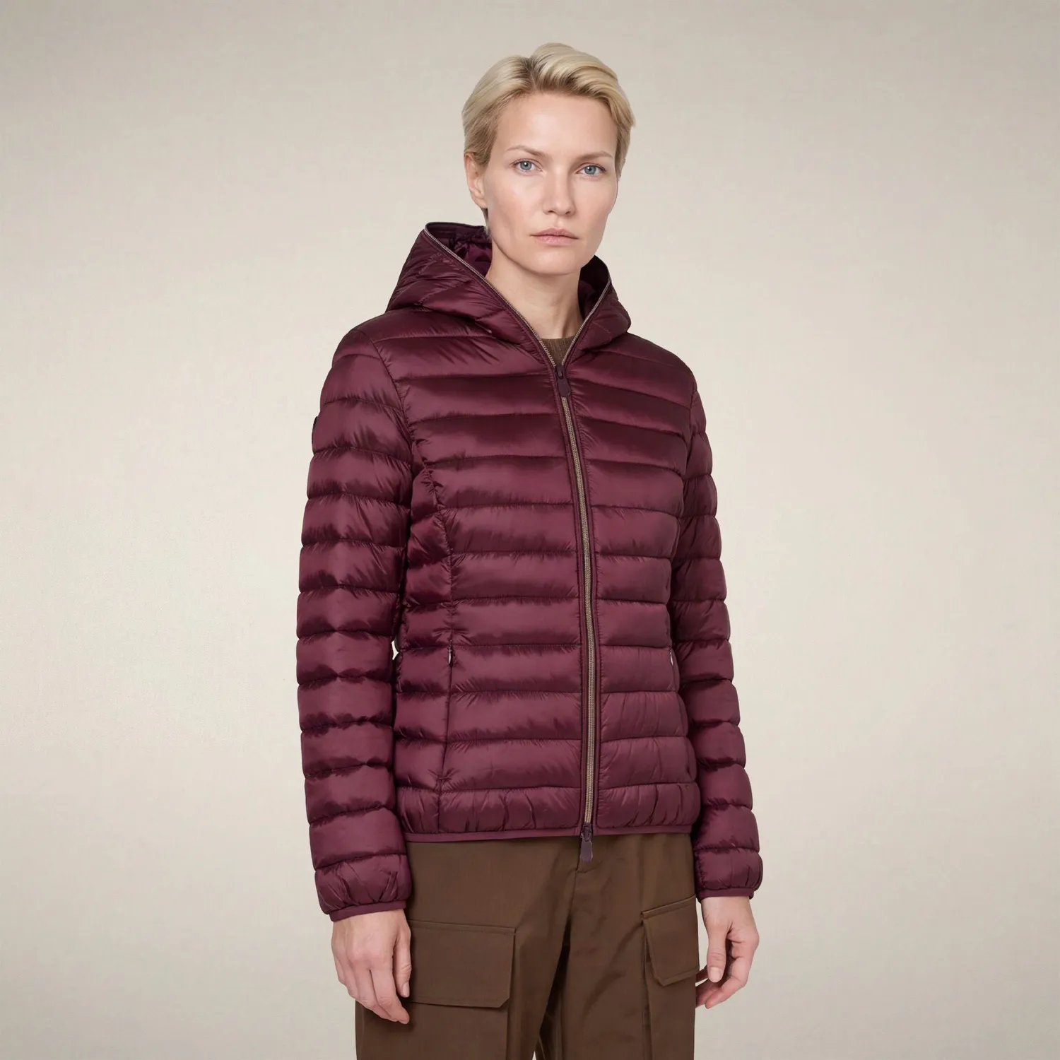 Save The Duck Icons Alexis boblejakke dame Wine Red lett Plumtech