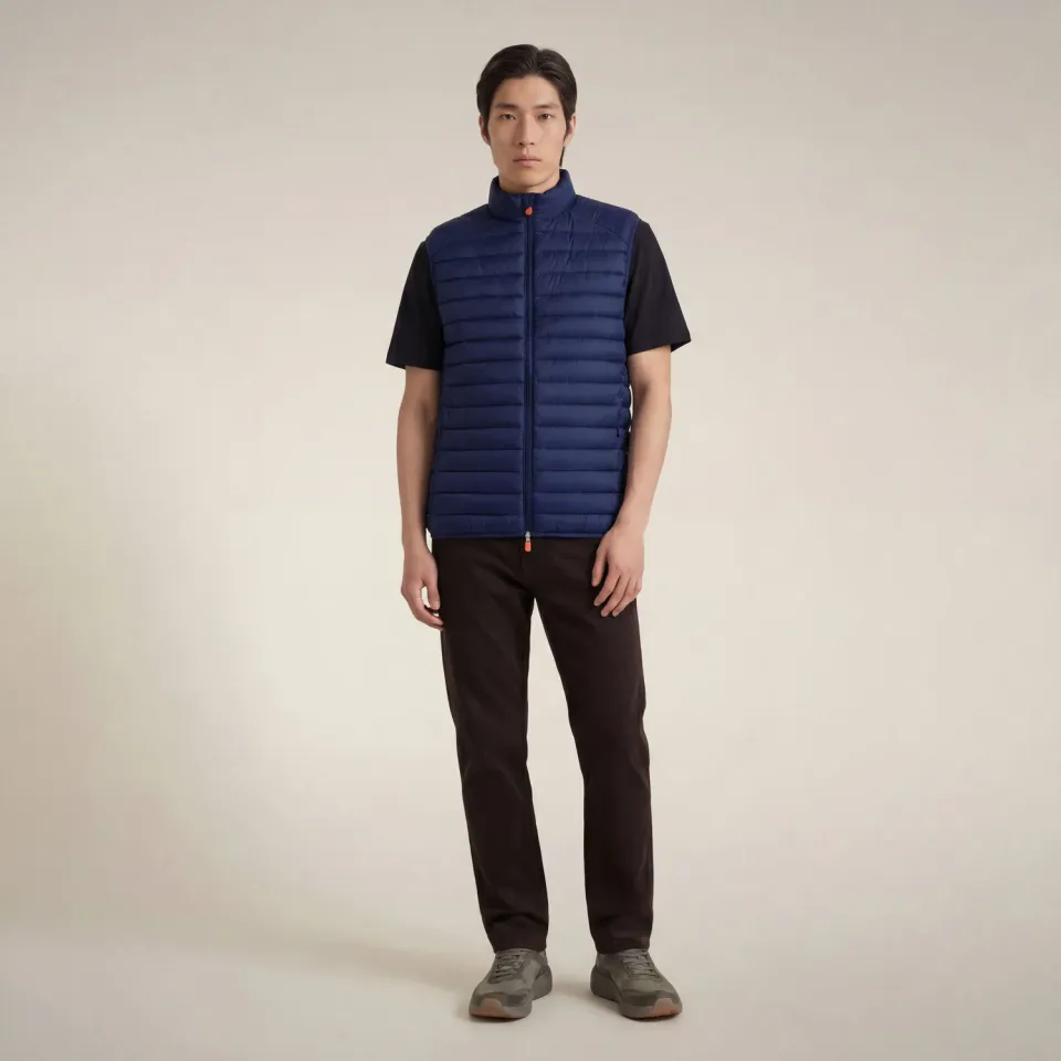 Save The Duck Adam quiltet vest herre Eclipse Blue lett