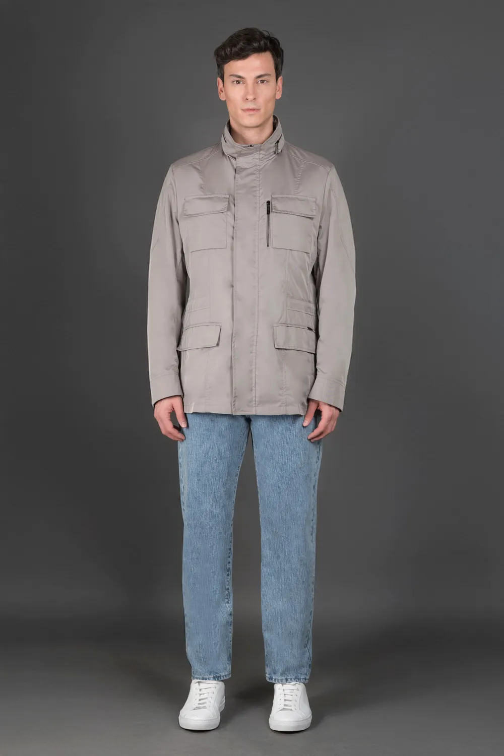 Moorer Manolo-KM fieldjakke Blu gabardin taffeta vannavvisende