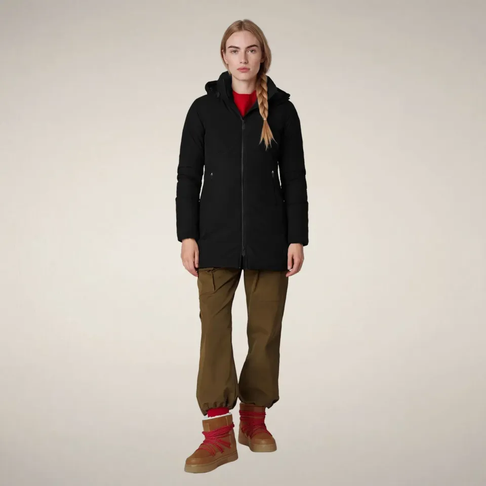 Save The Duck Rachel parkas dame svart slim fit resirkulert Plumtech