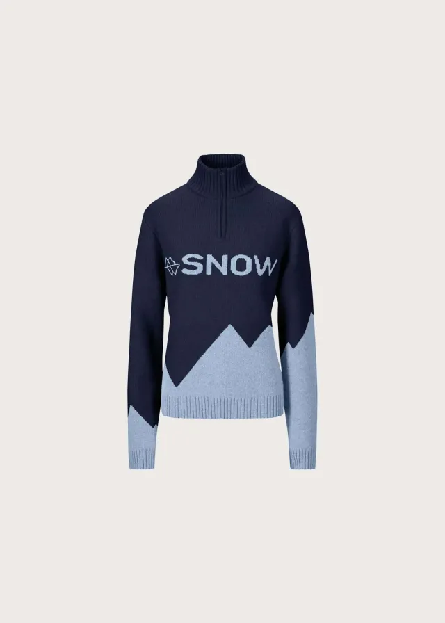 BRGN Snow Snow Sweater ullgenser marineblå half-zip