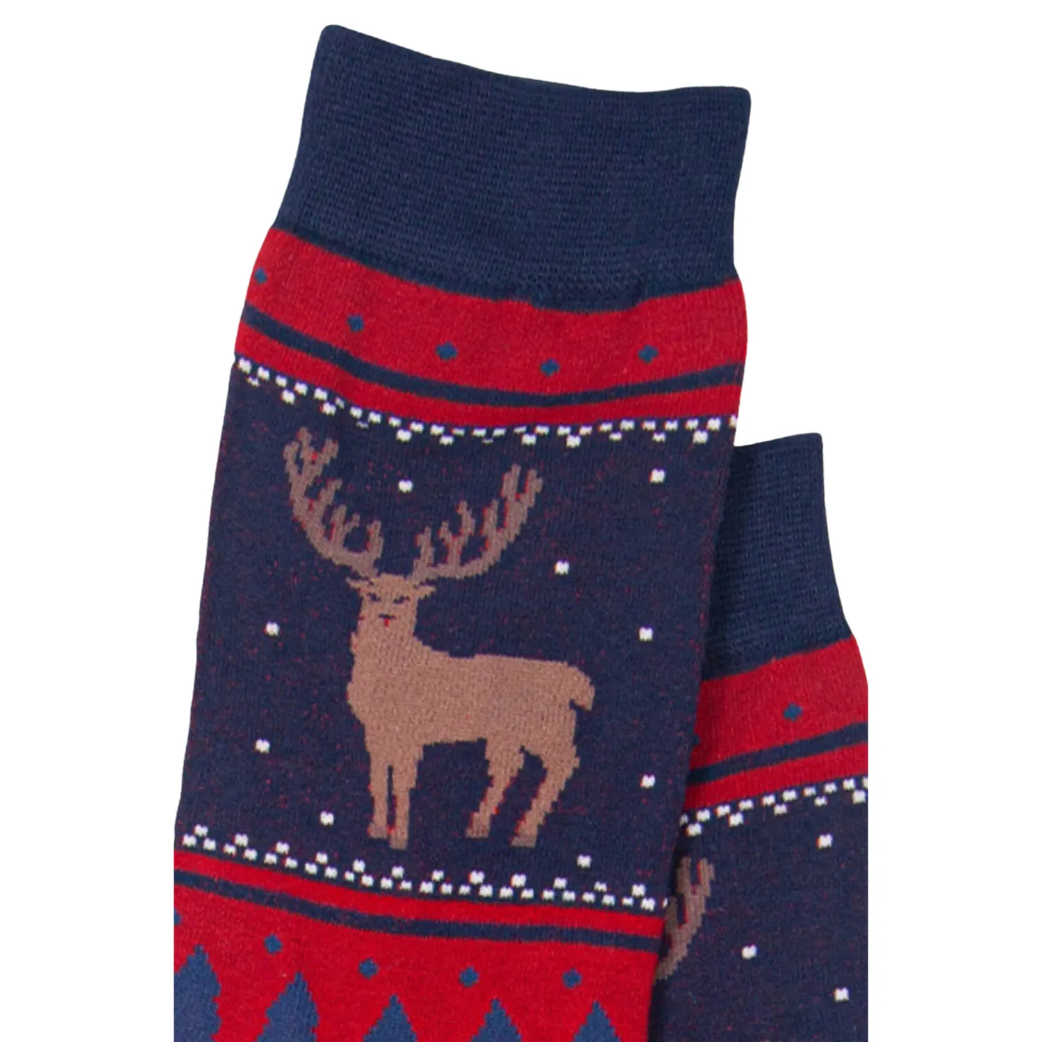 John Partridge Socks Fair Isle & Stag sokker rød bambusmix