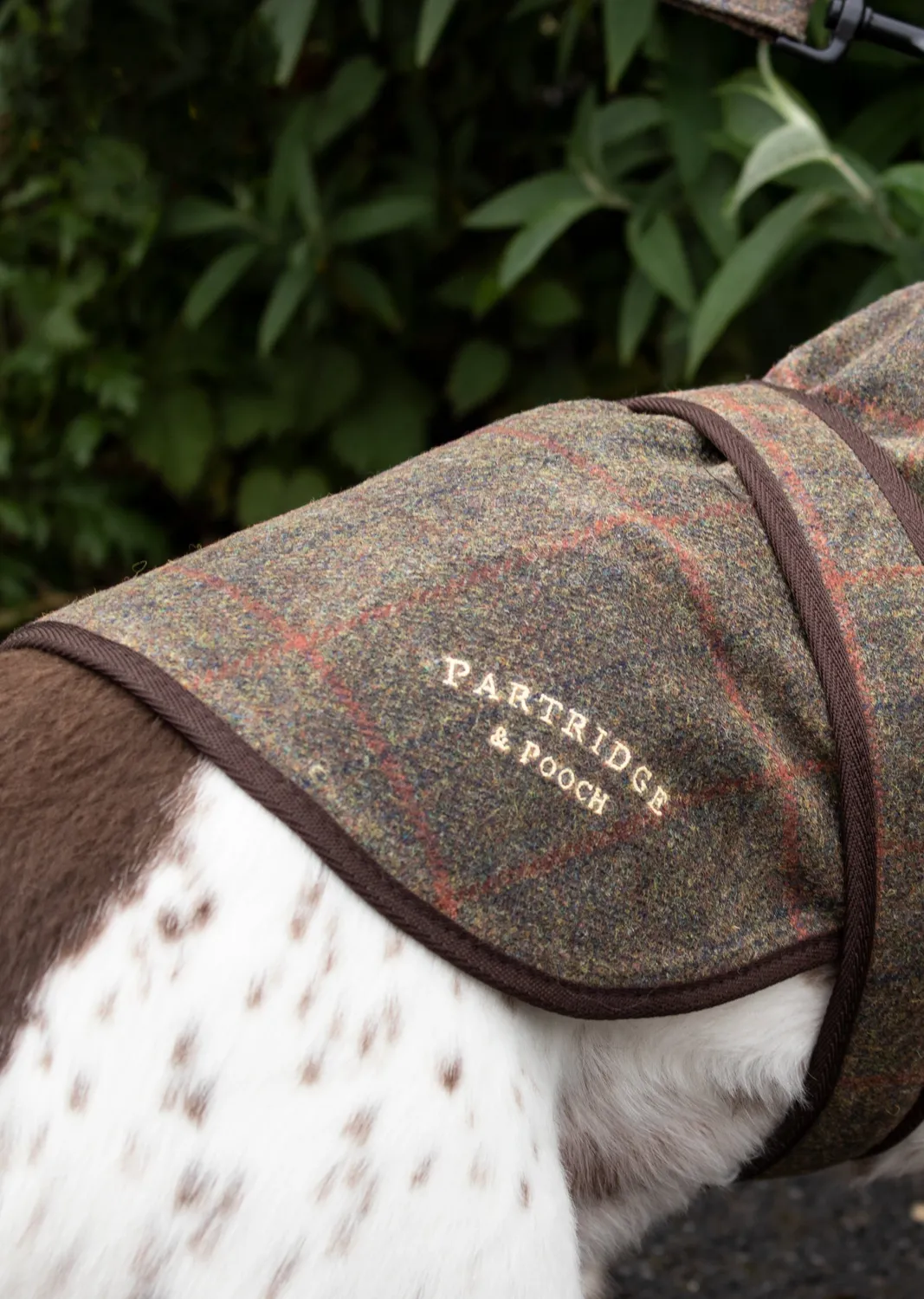 John Partridge Dog Coat hundedekken brun rutet vokset tweed S/M