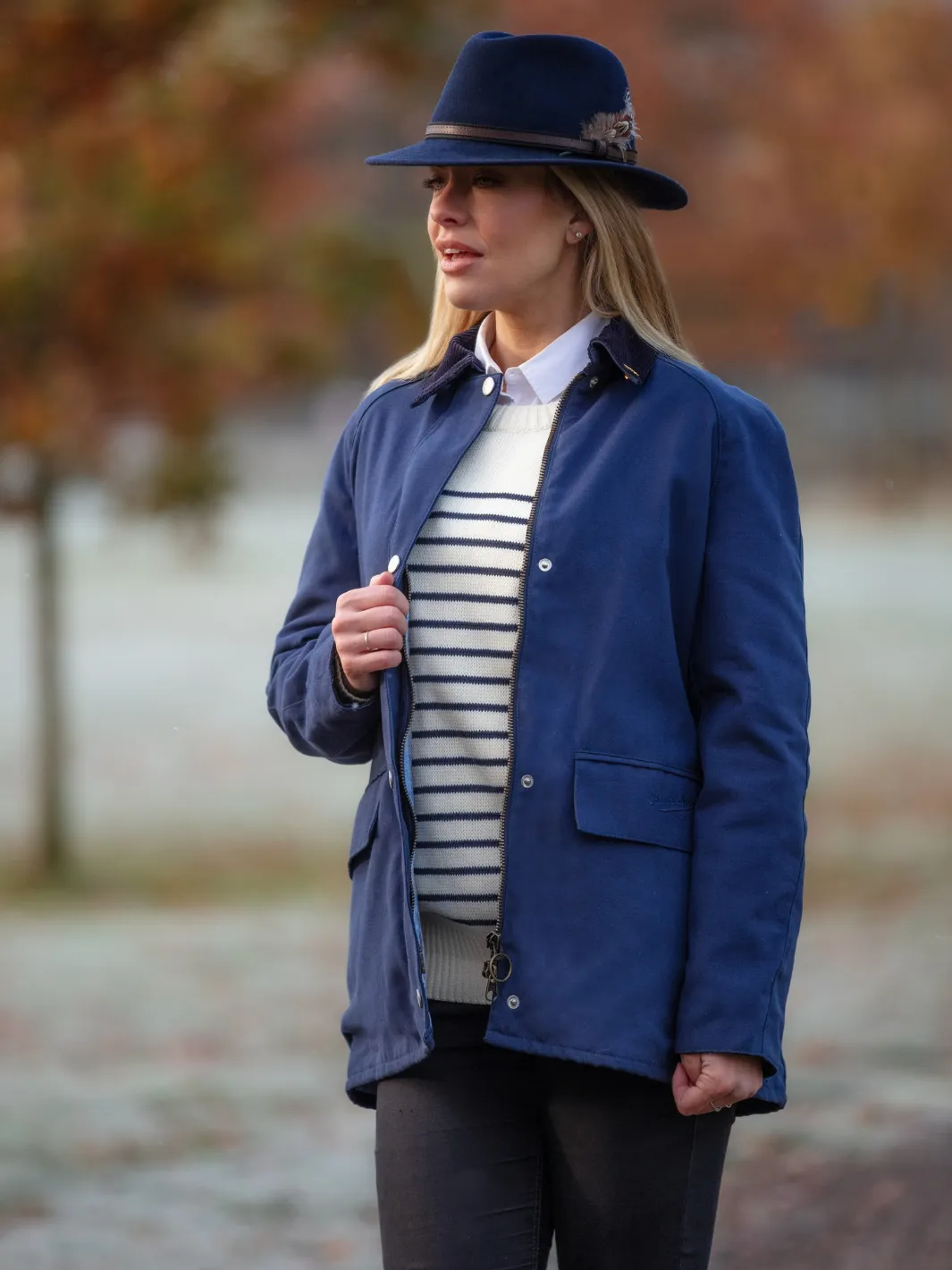 John Partridge Landowner Casual gåjakke dame navy bomull
