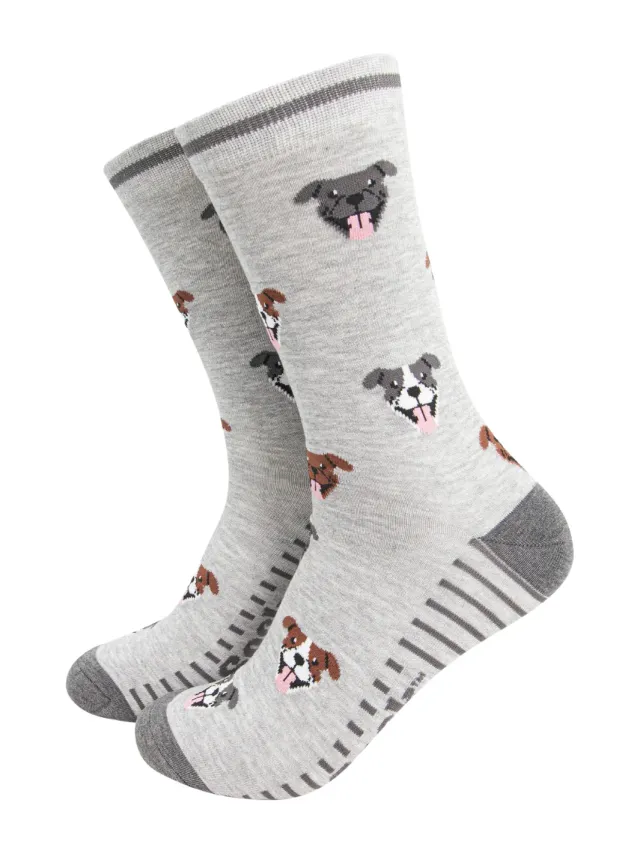 John Partridge Staffordshire Bull Terrier Bamboo Socks sokker Grey – bambusblanding