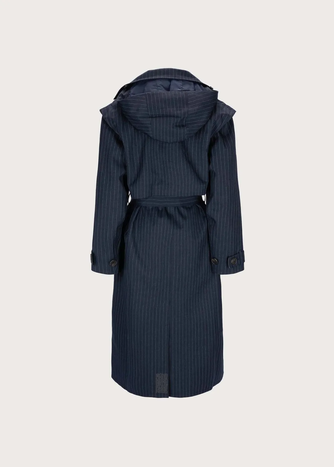 Brgn Regndråpe Trench Coat regnkåpe Navy Pinstripe dame