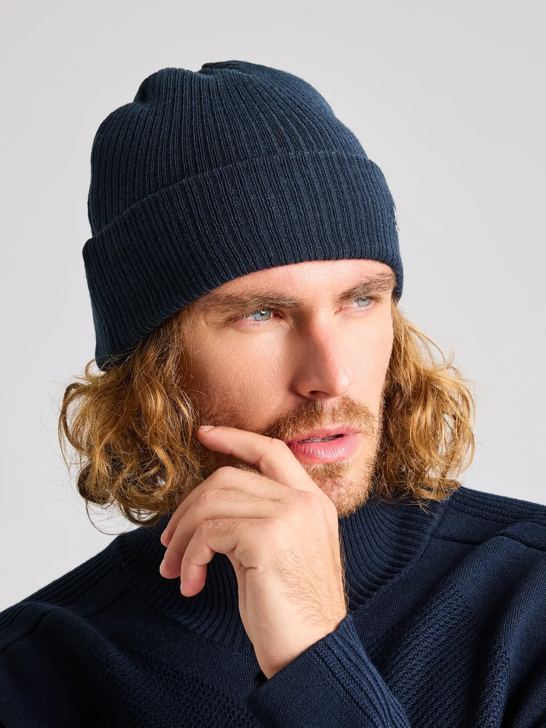 Slam Slam Cable Beanie strikkelue mørk marineblå
