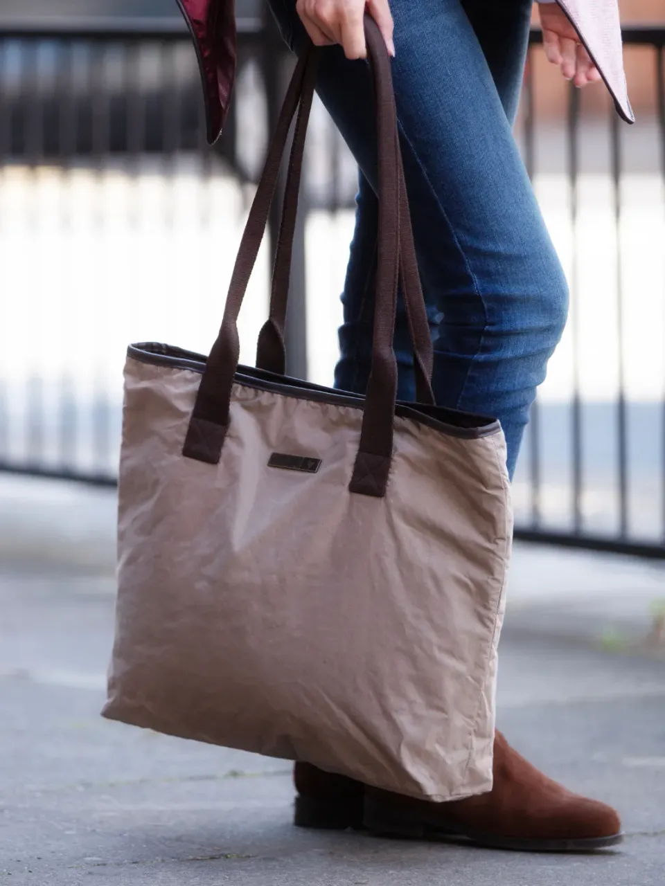 John Partridge Oversized Tote Bag veske grå dry wax