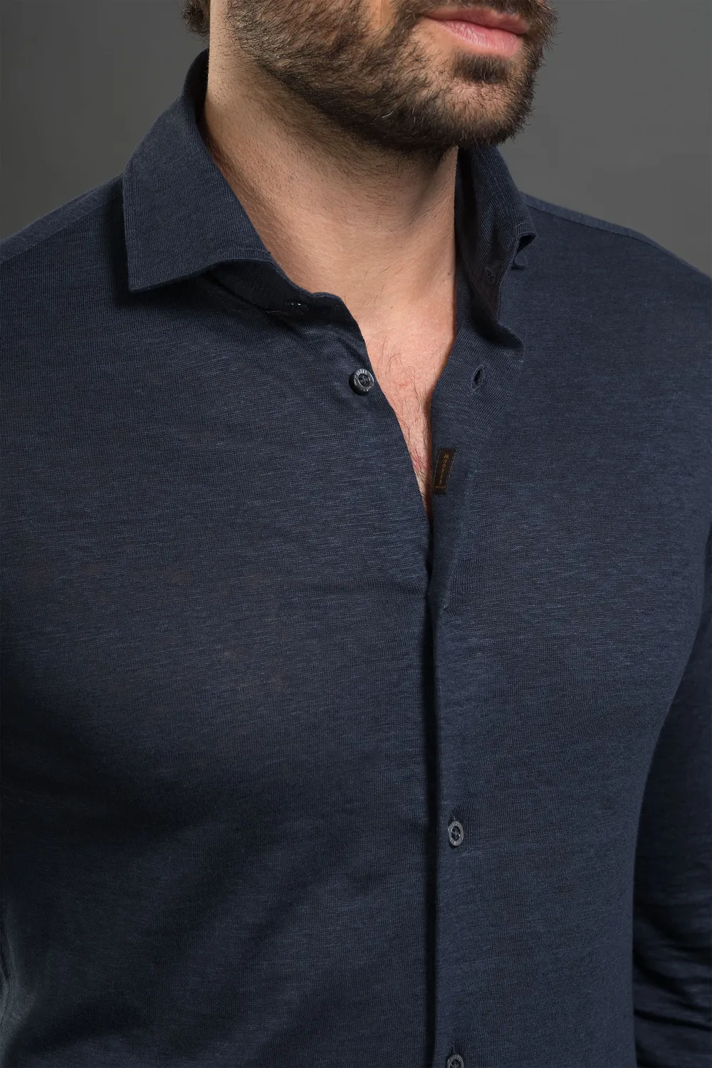 Moorer SORRENTO-LI1 linskjorte navy aloe-finish
