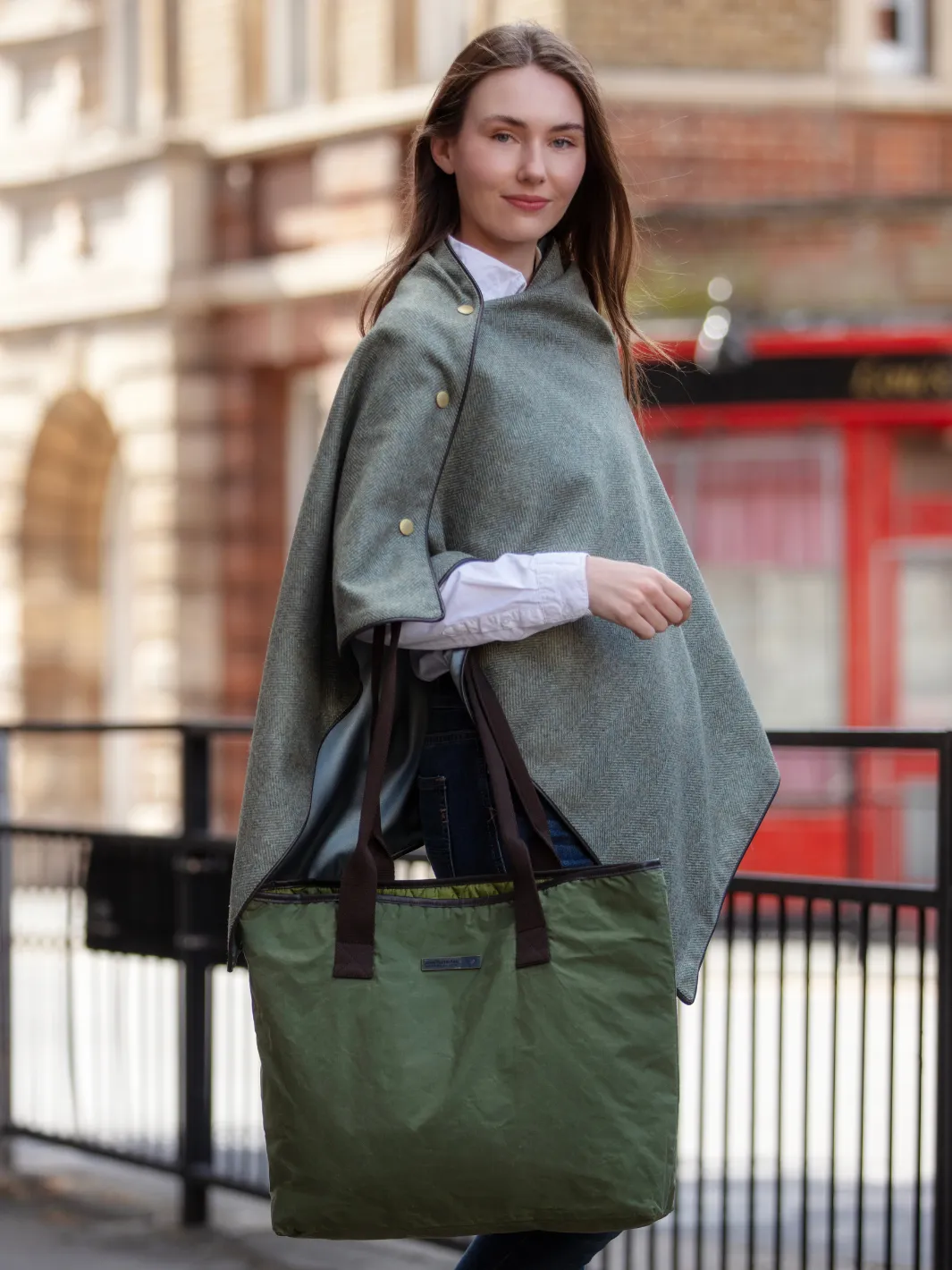 John Partridge Oversized Tote Bag veske grønn dry wax