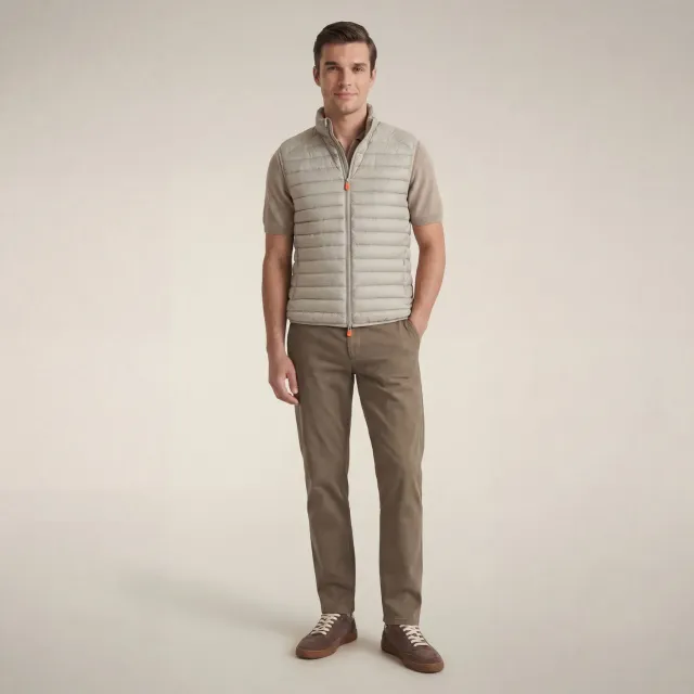 Save The Duck Adam quiltet vest herre, Rainy Beige – dyrefri vattering