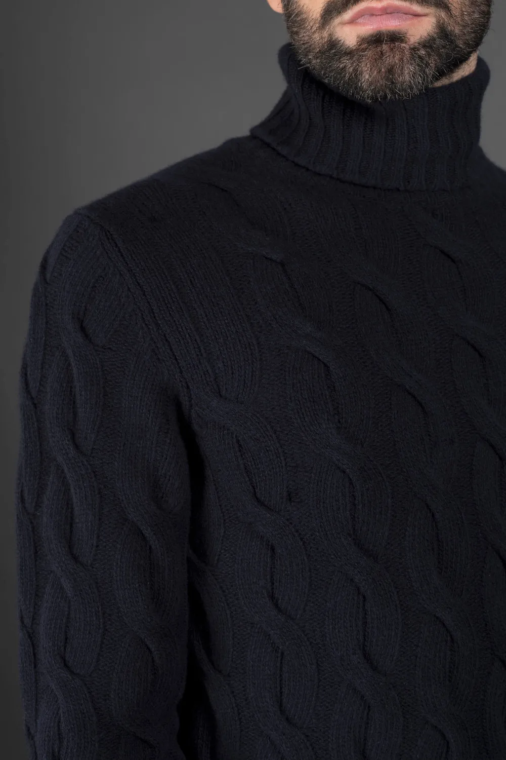 Moorer GORDON-WS3 høyhalset genser marine/milk ull cashmere
