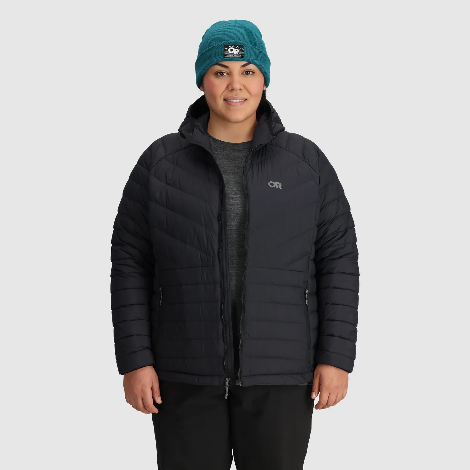 Outdoor Research Women's Transcendent Down Hoodie - Plus dunjakke Black 800+