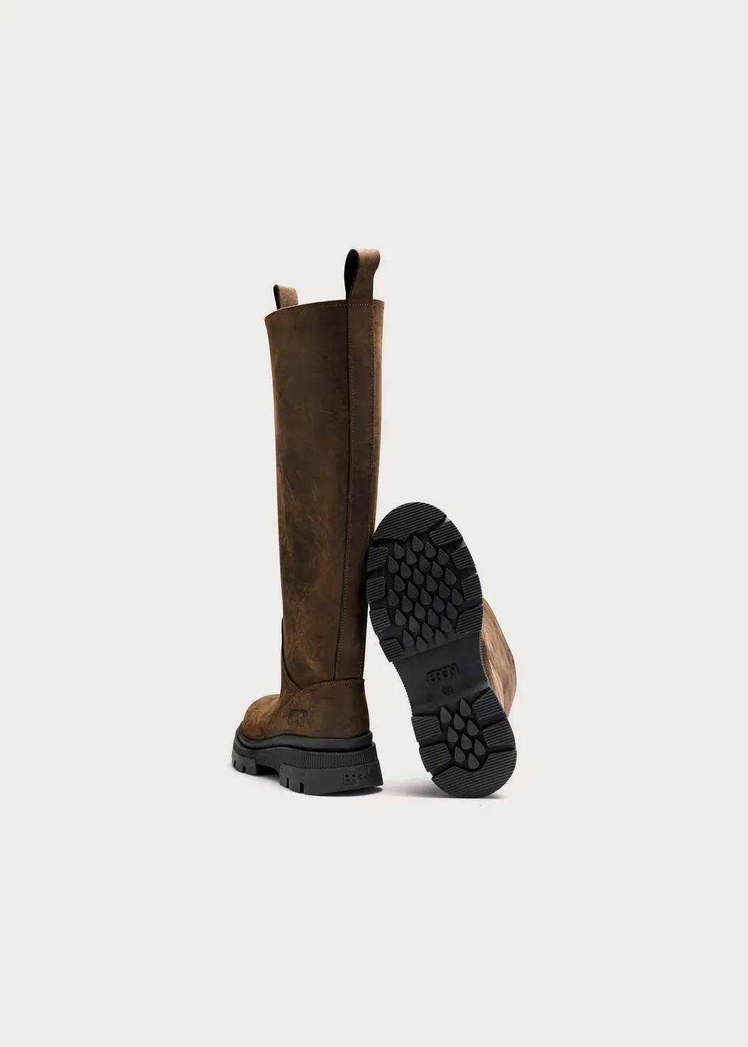 Brgn High Leather Boots støvletter brune i nubuck