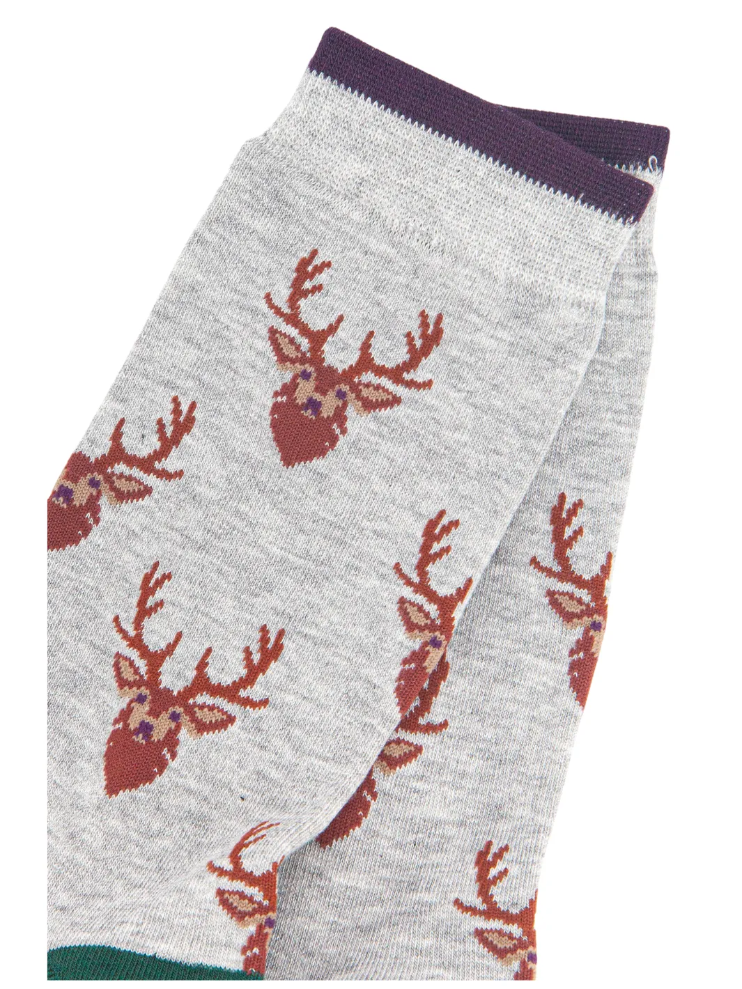 John Partridge Socks Stag sokker grå/grønn bambusblanding én størrelse