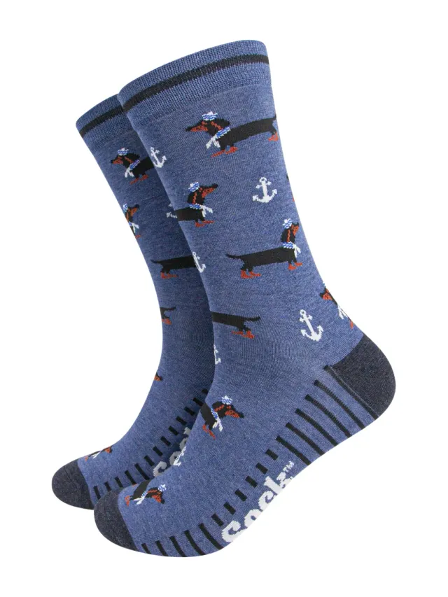 John Partridge Socks Sausage Dog sokker blå UK 7–11 bambus