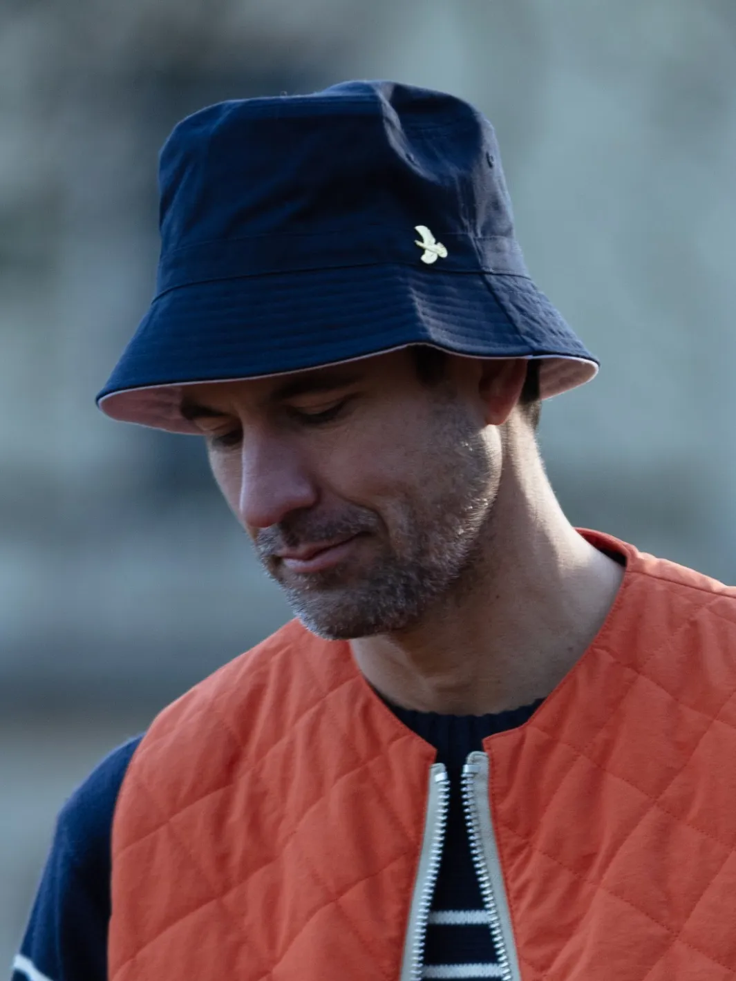 John Partridge Reversible Bucket Hat bøttehatt marineblå/hvit vendbar bomull