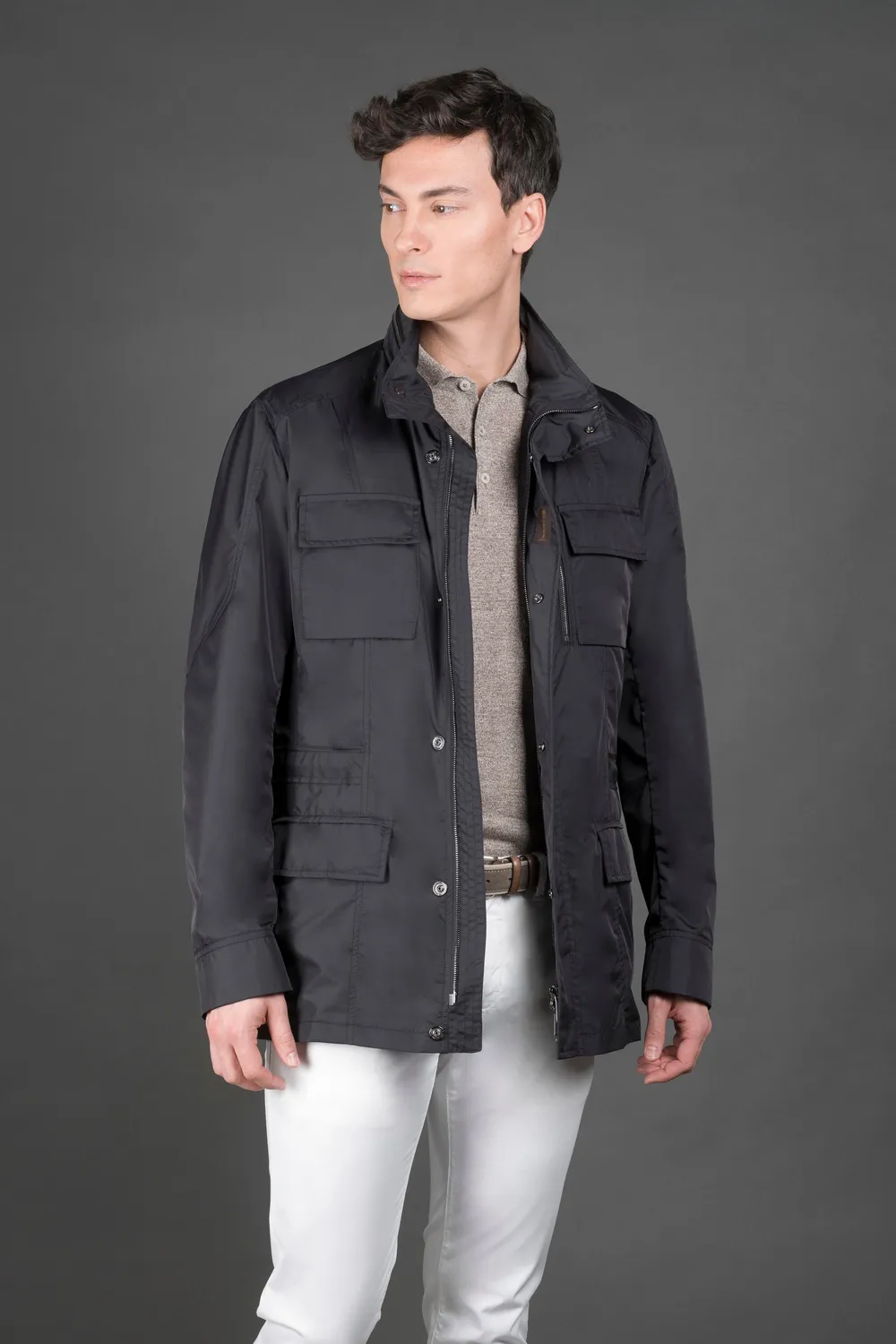 Moorer Manolo-KM fieldjakke Blu gabardin taffeta vannavvisende