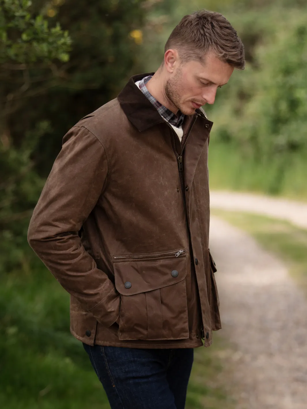 John Partridge Hinterland Jacket jakke tan vokset bomull