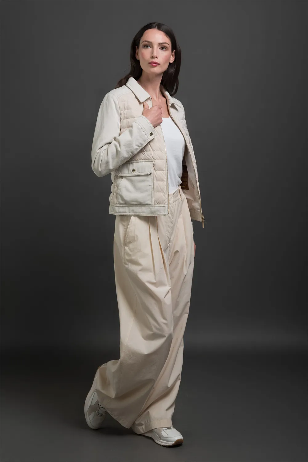 Moorer LESIA-25C ECRU hybridjakke ecru lin og dun