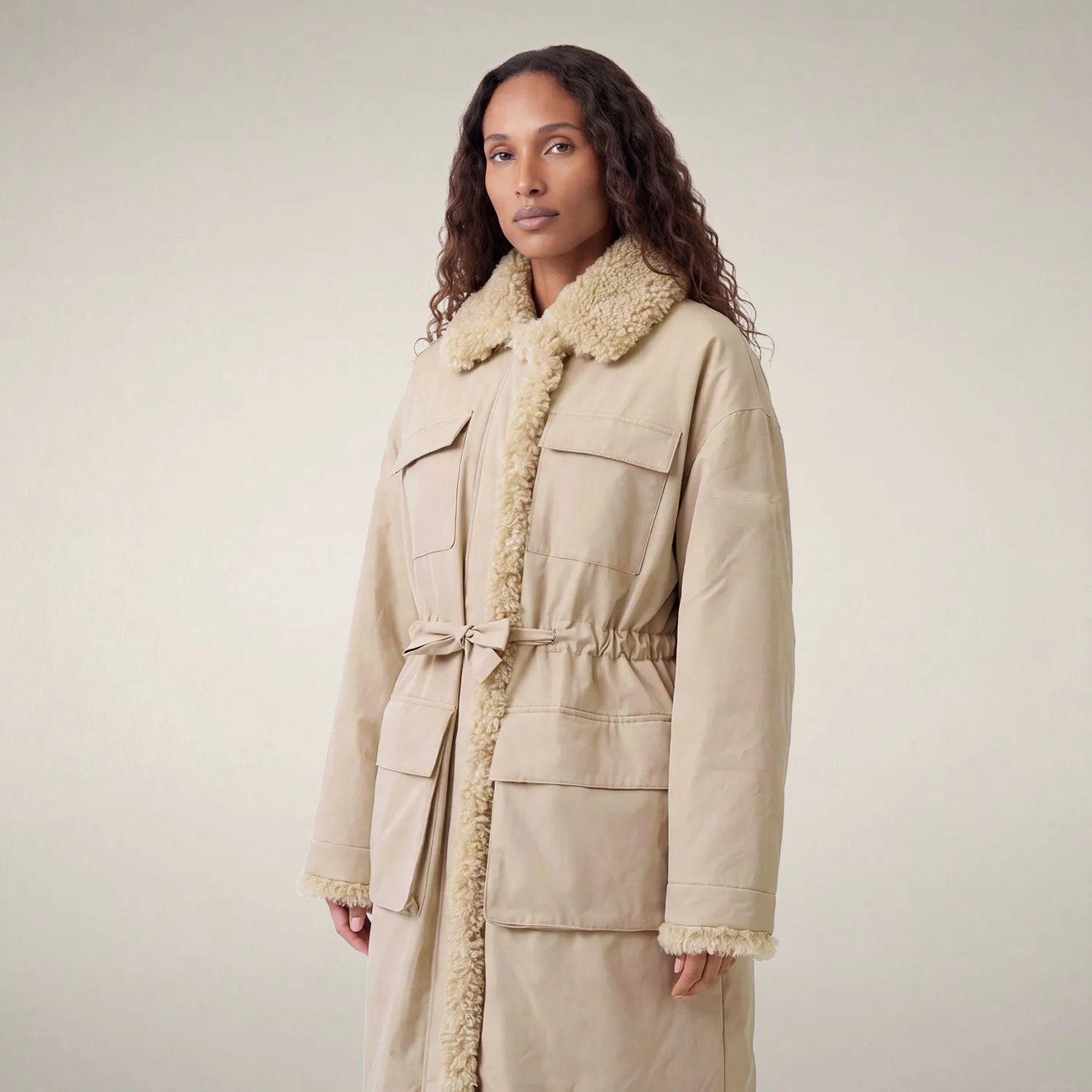Save The Duck Shayla regnkåpe dame steinbeige oversized